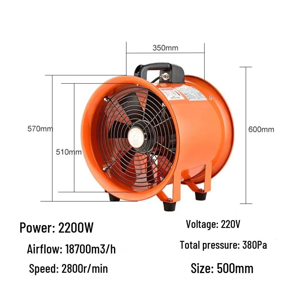 1.1KW Portable 220V Axial Fan Blower with 5m Duct