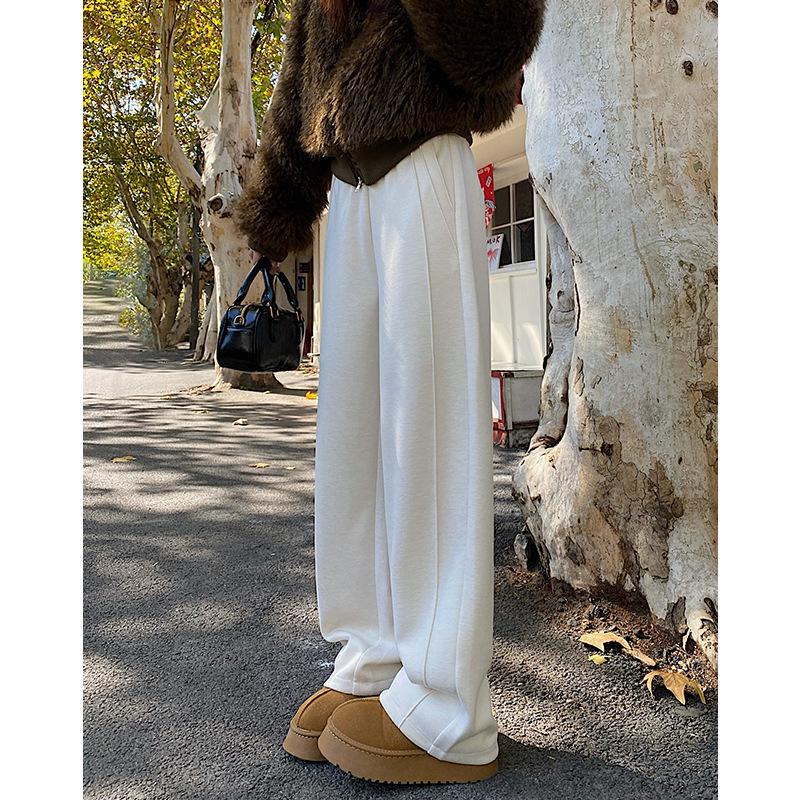 Women s Plus Size Wide-Leg Wool Scythe Pants - Autumn/Winter Casual Curved Leg Design X-Large