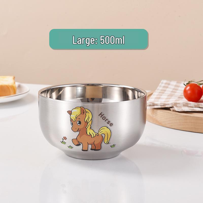 Children's Cartoon Zodiac Insulated Stainless Steel Bowl - Food Grade, Double Layer, Anti-Fall Design