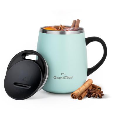 GRANDTIES Premium Vacuum Insulated Available In 19 with Sliding Stainless Steel Vacuum and Insulates Hot and Cold Popular In the Office Mug, 460ml,