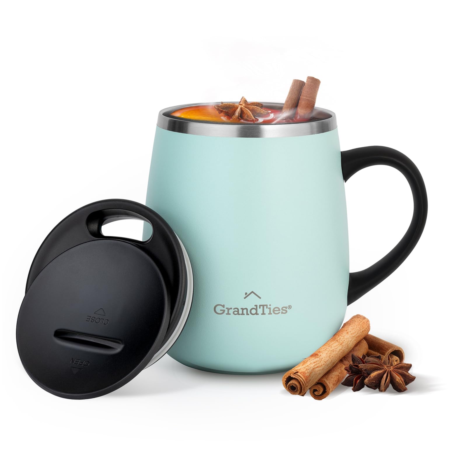 

GRANDTIES Premium Vacuum Insulated Available in 19 with Sliding Stainless Steel Vacuum and Insulates Hot and Cold Popular in the Office Mug, 460ml,