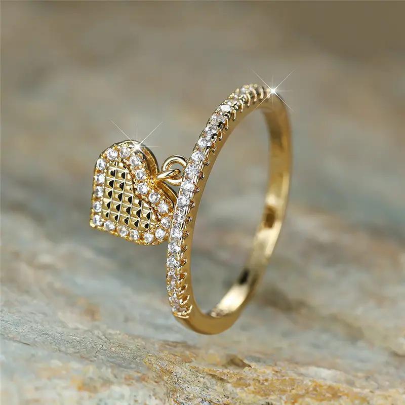 

Мечтательное изысканное кольцо-подвеска в форме сердца с цирконом для женщин Size 10