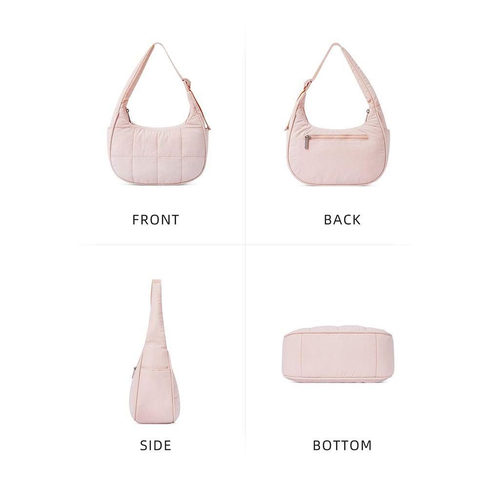 Fashion Nylon Handbag with Adjustable Strap Waterproof Underarm Bag Large Capacity Quilted Puffer Shoulder Bag Woman Girl