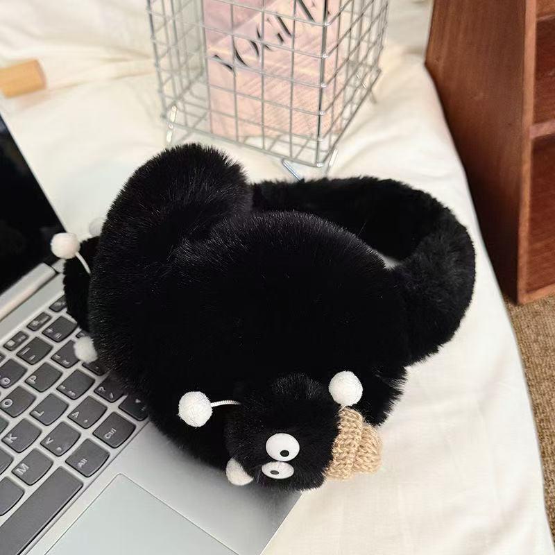 

Милые плюшевые наушники-муфты в виде уголька, портативные, для тепла ушей, с ушными клапанами для защиты от холода, мягкие, для улицы, высококачественные, зимние, теплые, для защиты ушей чёрный