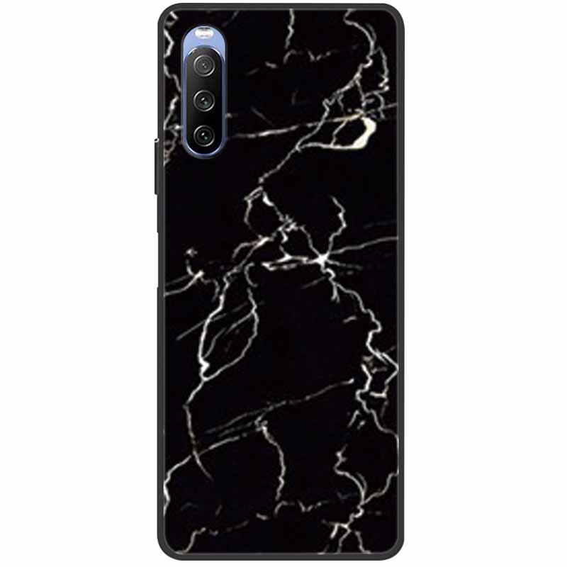 Soft Cover For Sony Xperia 10 III Case 5 III Soft Silicone Black Cases for Sony Xperia 1 III / Xperia1 XZ4 Covers Cool Marble