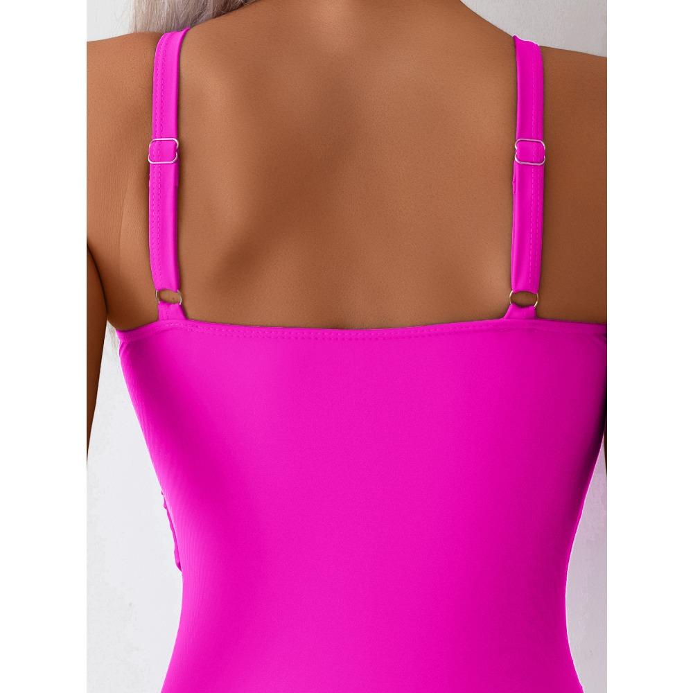 One-piece Swimsuit Women 2025 Solid Color Swimsuit Bikini