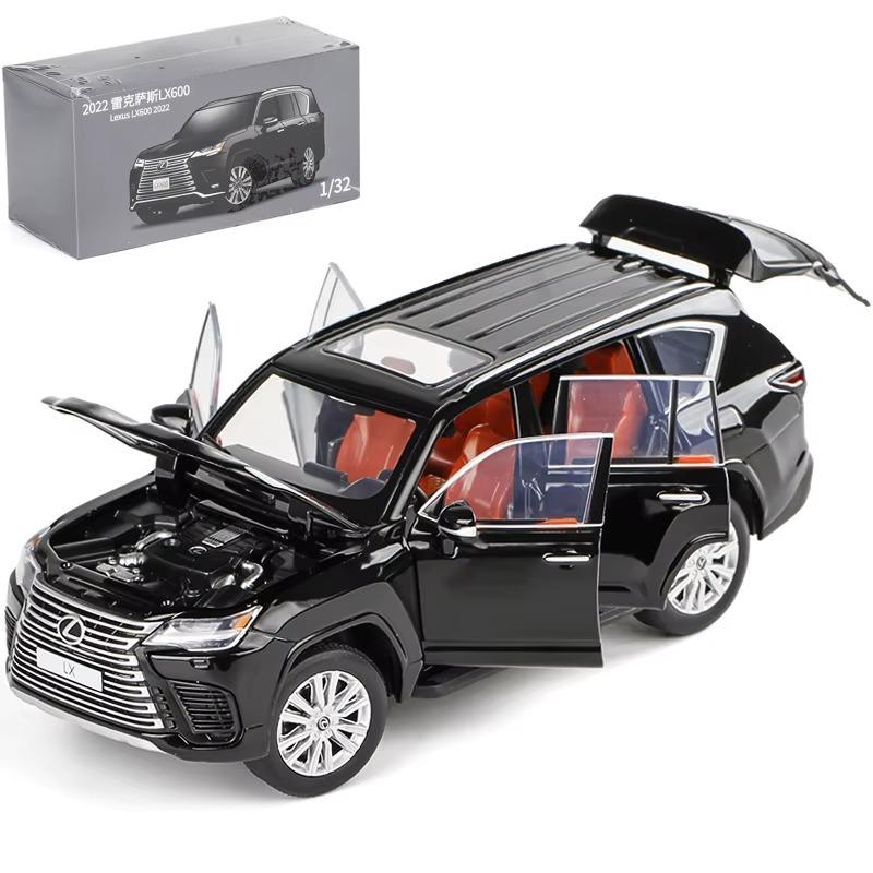 Jucărie mașină sport SUV Lexus LX600 1/32 1:32 JKM Model miniatural turnat sub presiune Vehicul iluminabil Roți fără roți Cadou pentru băieți și copii