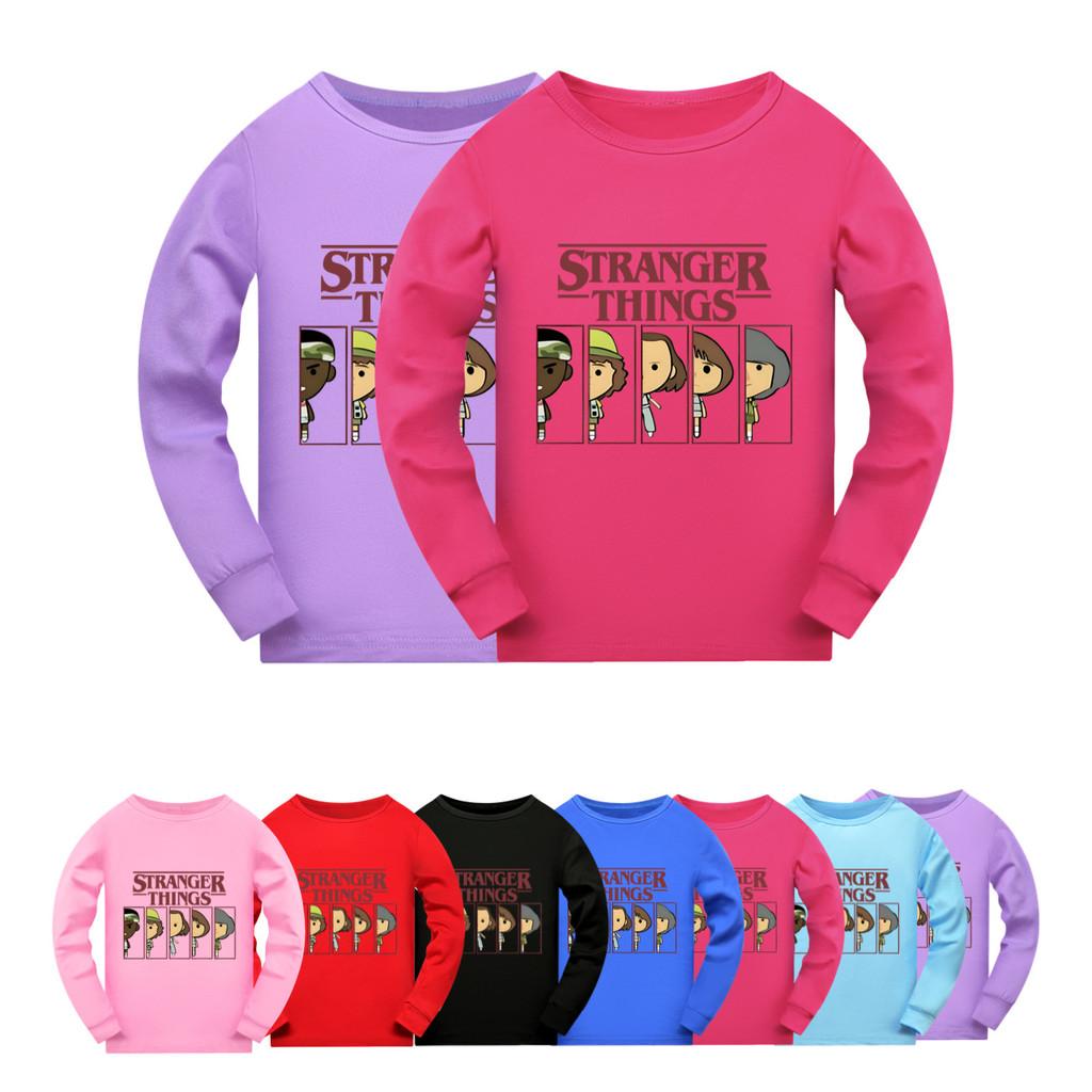 5248 Kids Boys Girls Stranger Print Long Sleeves T-Shirt