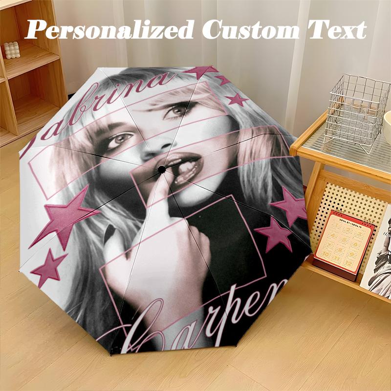Portable Auto Folding Umbrella,Sabrina Carpenter 8 Rib Waterproof Umbrella For Camping Commute