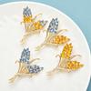 Wuli&baby Beautiful Wheat Designs Brooches Pins Crystal Charming Flowers Plants Casual Party Brooch Fashion Jewelry Gifts