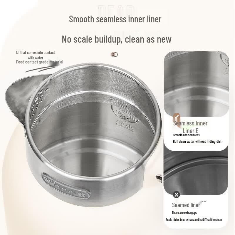 Bear 1.5L 316SS Double-Layer Anti-Scald Electric Kettle CN plug (adapter included)