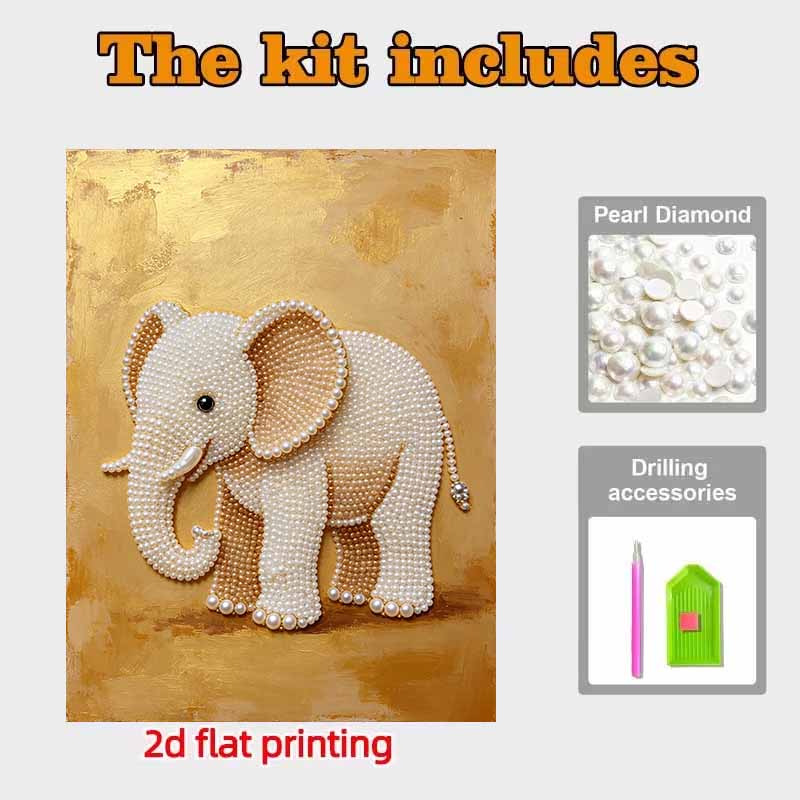Pearl Art Painting Elephant Home Wall Decor Art Crafts Handmade DIY Adult/Beginner Gift Creative Home Decor Frameless Gold Animal Decor
