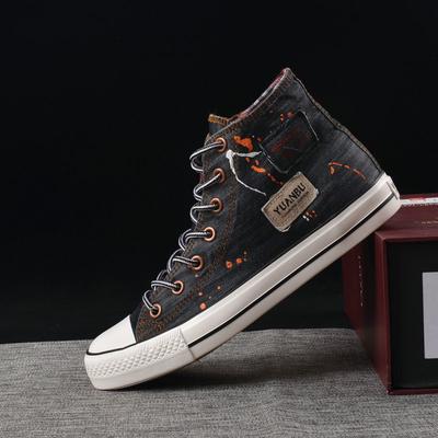 High Top Denim Boys' Canvas Shoes Autumn Students' Shoes Sports Casual Board Shoes Korean Lace Up Single Shoes 579st76