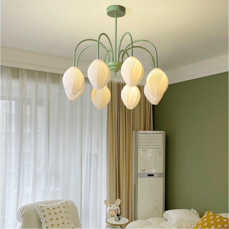 Modern Led Chandeliers Indoor Lighting Remote Dimming Green and White 6/8/9 Heads Pendant Lamp Living Room, Kitchen, Bedroom