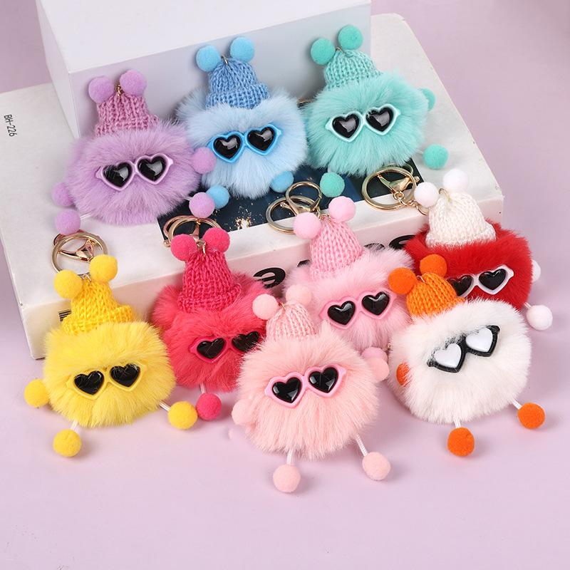 1PC Elfin Cute Backpack Charm Multicolor Plush Handbag Decoration Small Briquettes Keychain Key Chains