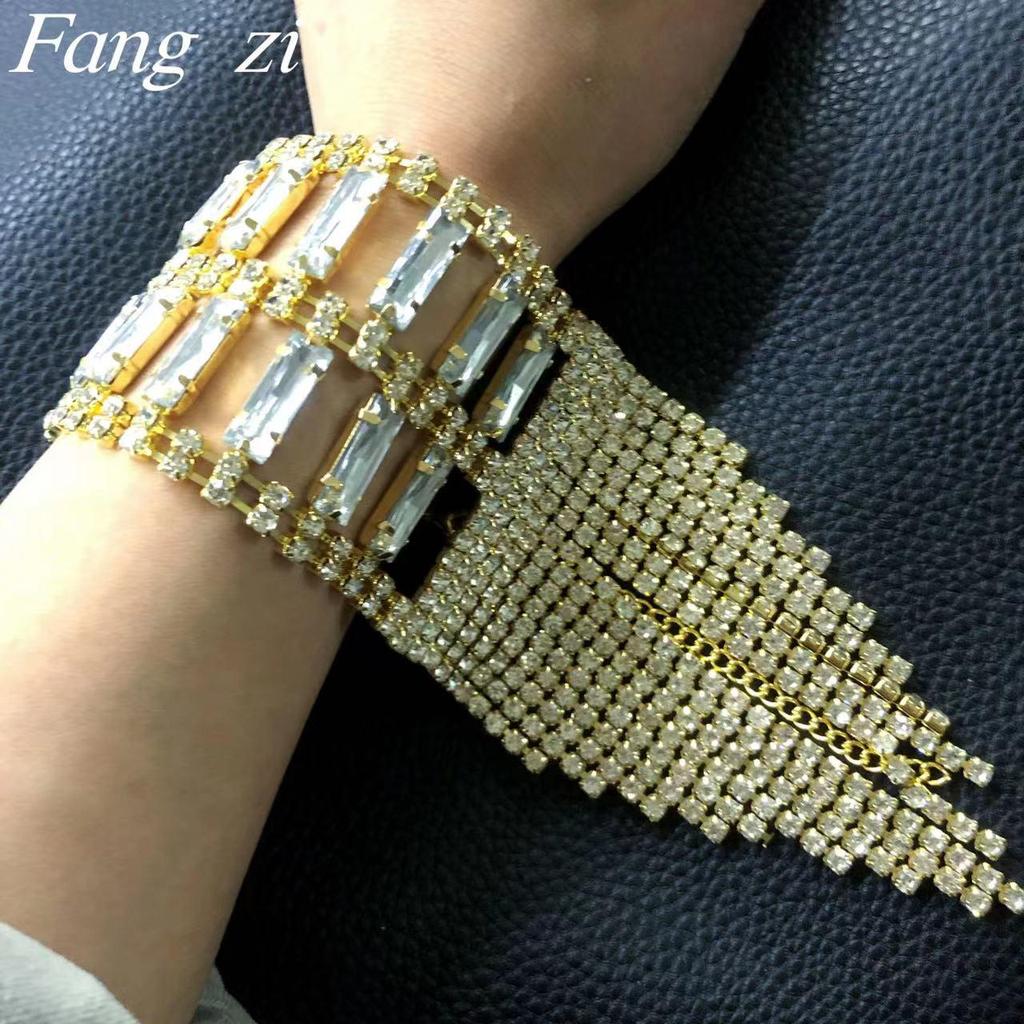 Glam Tassel Rhinestone Bracelet: Full Diamond Fashion Jewelry for Women