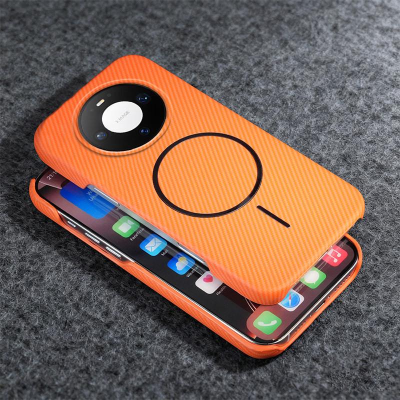 Applicable to Huawei Mate80 carbon fiber pattern mobile phone case mate70 Kevlar magnetic suction bracket NOVA15 protective case Huawei mate80promax