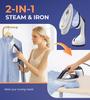 1600W 2-in-1 Steamer & Iron with Ceramic Plate, Turbo Steam, Smart Temp Control, Auto-Off for All Fabrics