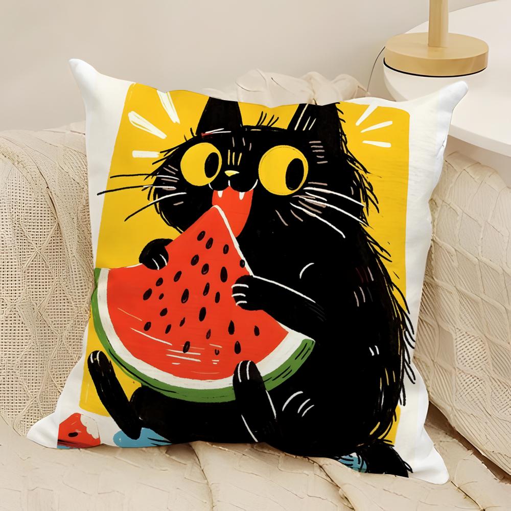 fashing and surprising cat patterns Pillow Case Natural Linen Double-Sided Printing Sofa Home Decor Cushion Cover