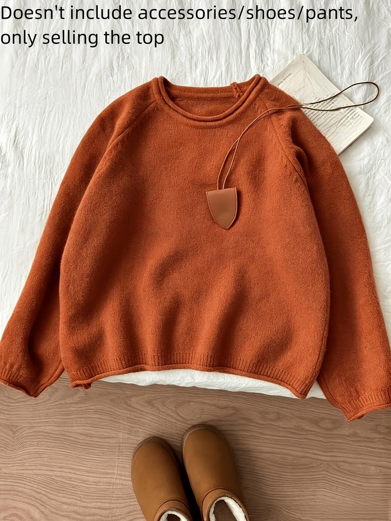 1011 New Lazy Wind Crew Neck Pullover Women's Autumn and Winter Loose Knitted Sweater Platform Supply Chain