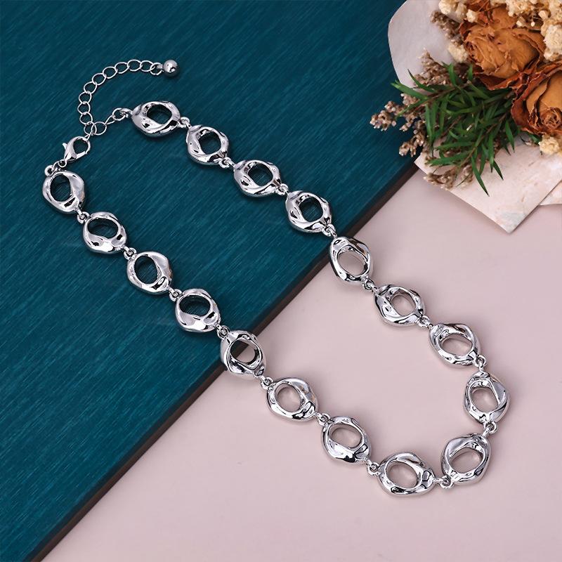 

Meier Gold oval chain jewelry set - cross-border fashion punk street style necklace срібний