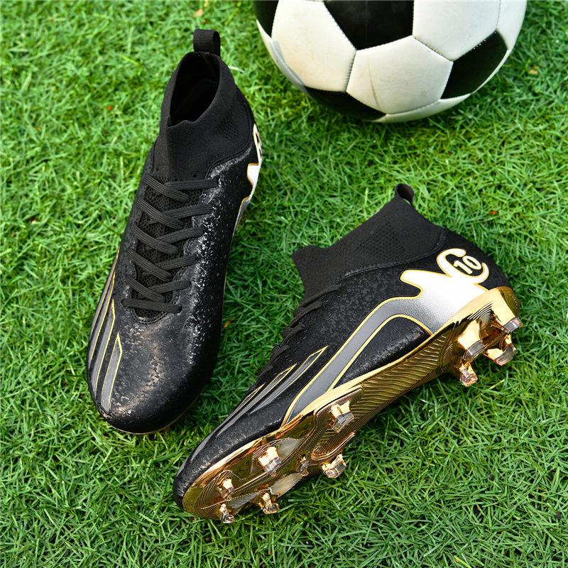 Game bottom training outdoor sports electric new high-top indoor shoes spike football shoes gold-plated
