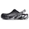 Eva Comfortable Warm Marble Pattern Clogs Unisex Clogs Black White 208333-0C4