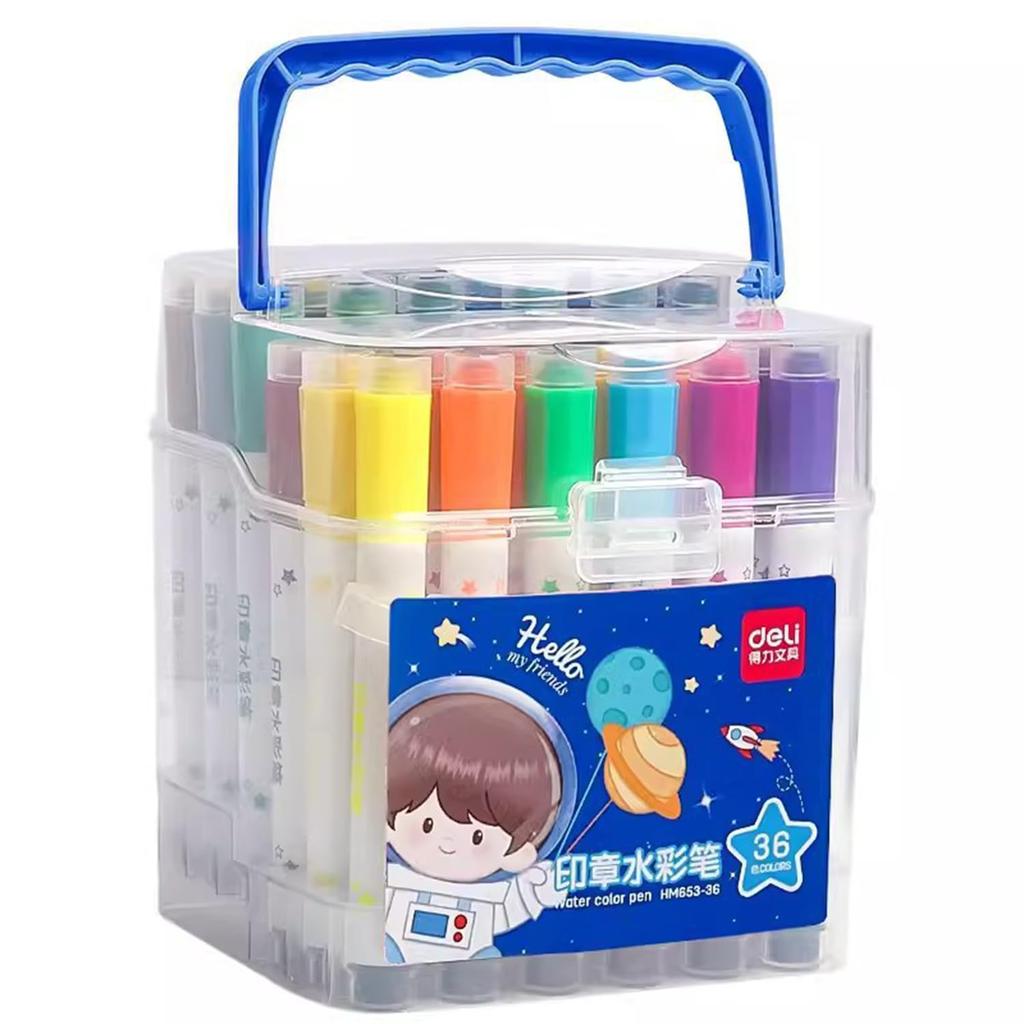 Art Marker Pens for Thick Round Pencils with Cartoon Sticker Smooth Color Quick No Perfect for and Art Gifts for Adults and Kids 36-Color Water-Based