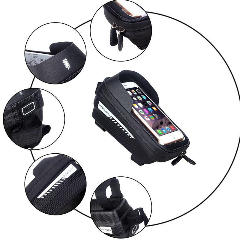 Bike Phone Mount Bag Waterproof Reflective Stripe Bicycle Phone Holder Hard EVA TPU Touch Screen for Phones Cycling Accessories
