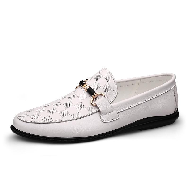 2025 Dress Shoes Men Casual Shoes Summer Genuine Leather Loafers Men Moccasins Slip On Men's Flats Breathable Driving Shoes