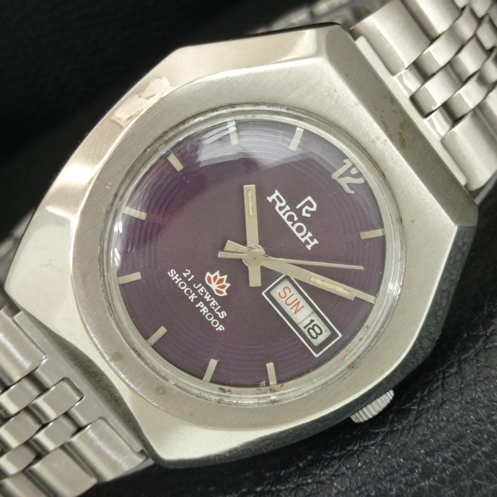 GENUINE VINTAGE RICOH R31 AUTOMATIC JAPAN MENS PURPLE COLOR DIAL WATCH A709232-1