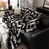 Camping Picnic Black White Mat Throw Blankets for Living Room Sofa Couple Position Modern Throw Color Block Blanket Cover