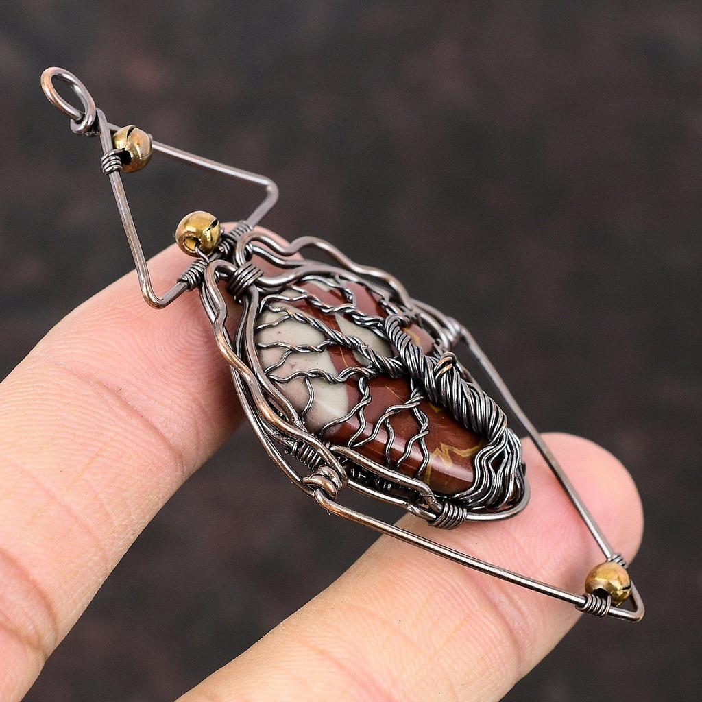 Drzewo Życia Noreena Jasper Wisiorek Miedziany Drut Owinięty Wisiorek Ręcznie Robiony Wisiorek Z Prawdziwych Kamieni Szlachetnych Unikalna Biżuteria Miedziana Biżuteria Drzewo Życia