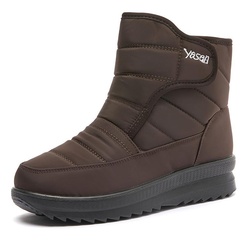 

Женские зимние теплые сноубутсы с высоким голенищем, на подкладке из искусственного меха, водонепроницаемые ботильоны, нескользящая уличная обувь, на молнии, для пеших прогулок, альпинизма, спортивные ботинки 41 коричневый