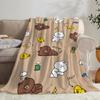 B-Brown Bear and C-Cony Throw Kid-Friendly Flannel Throw Blanket Soft Warm Anti-Static Washable All Season