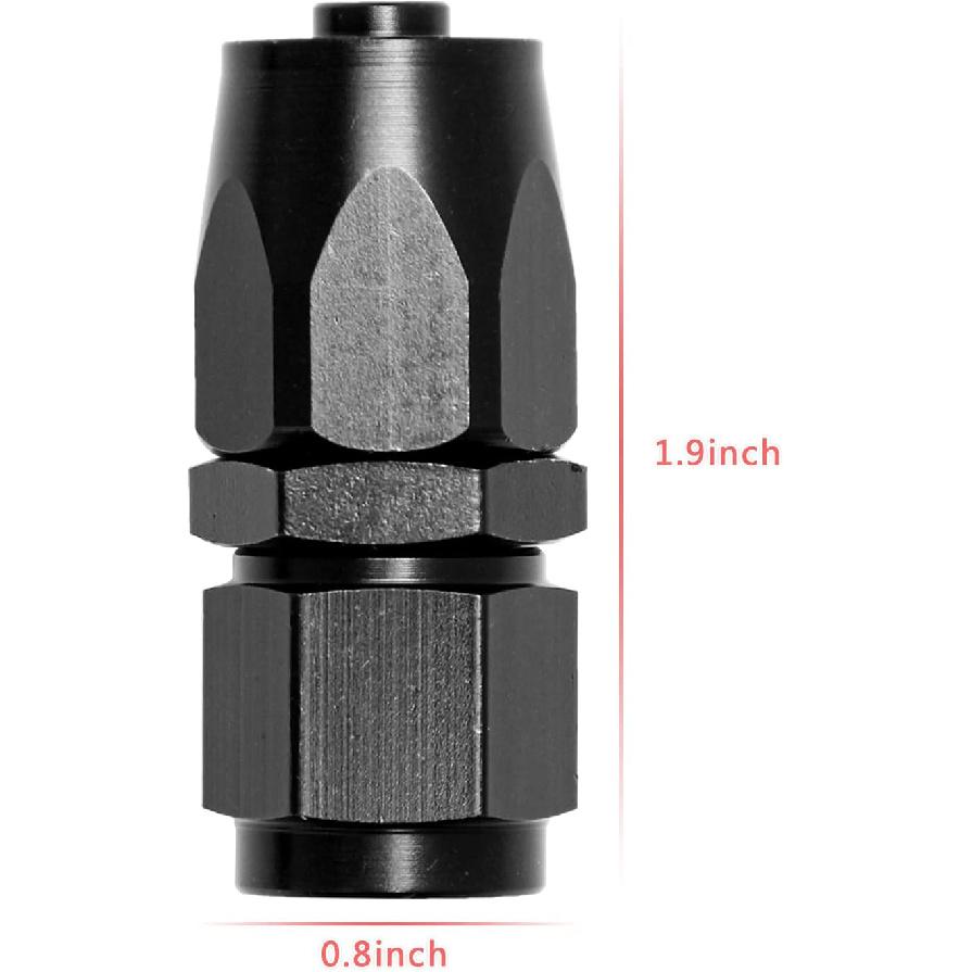 6AN Straight End Fitting 4 Pcs For Braided Fuel Oil Gas Line Hose End 6 AN Fittings Aluminum Black