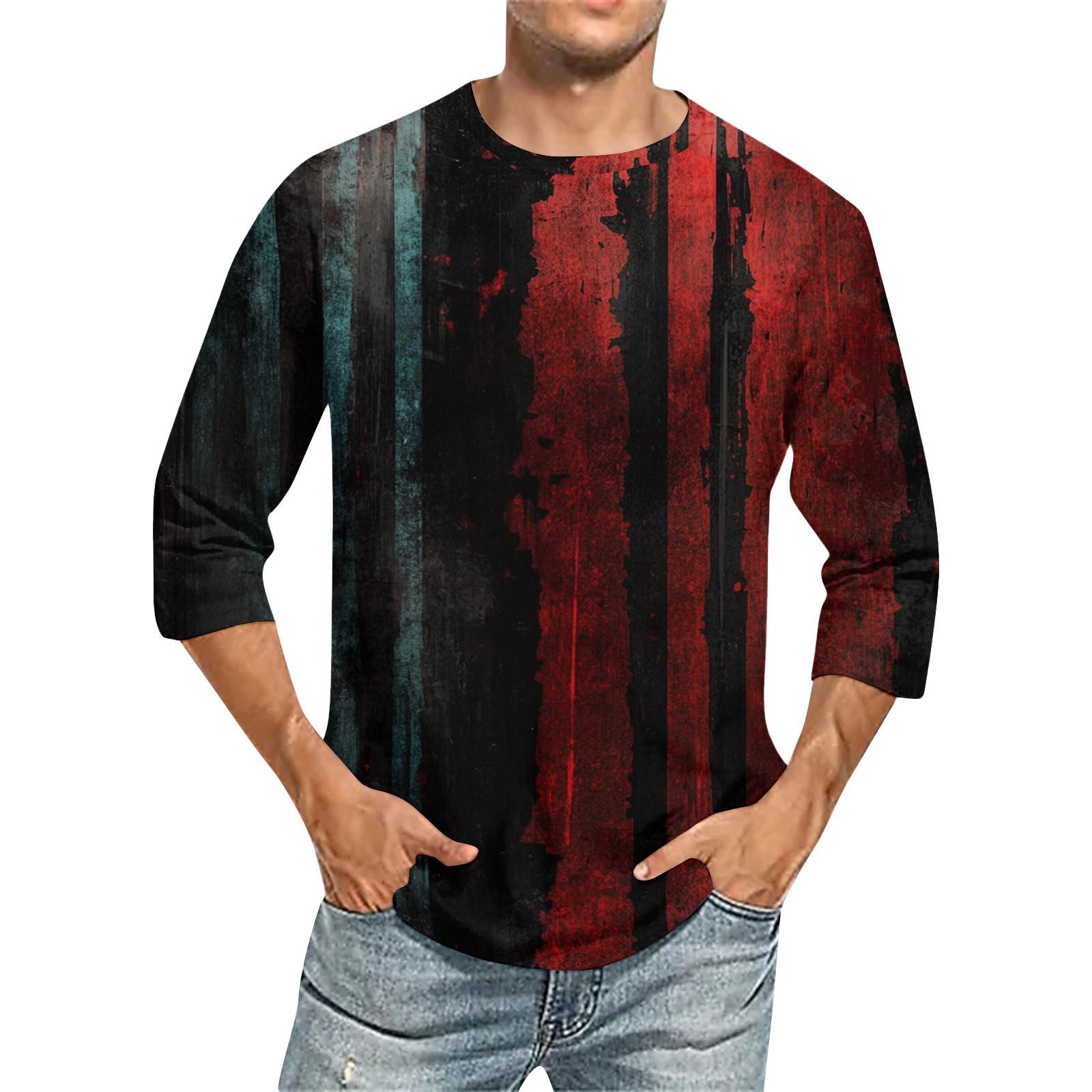 

Мужская футболка с круглым вырезом и рукавом 3/4 с принтом «День независимости» M