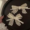 Gentle White Lace Bow Duckbill Clip for Bangs & Ponytails