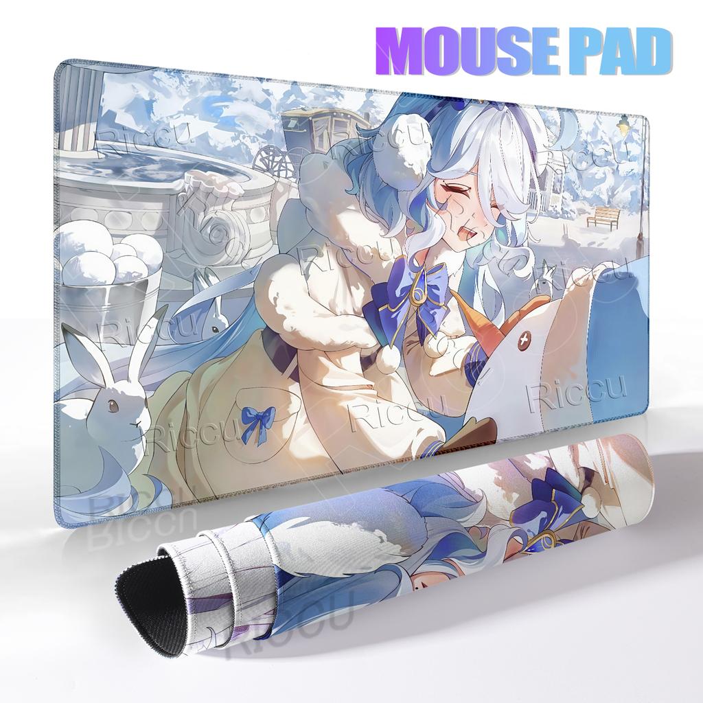 Kawaii Anime Girl Extended Mousepad Furina Genshin Impact PC Professional Desk Mats Non-slip Gamer Aesthetics Table Pad XXL Rugs