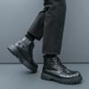 Fashion Men's Crocodile Skin Lace-up Short Boots Good Quality Leather Shoes Male Winter Business Formal Platform Boots Winter Men Shoes