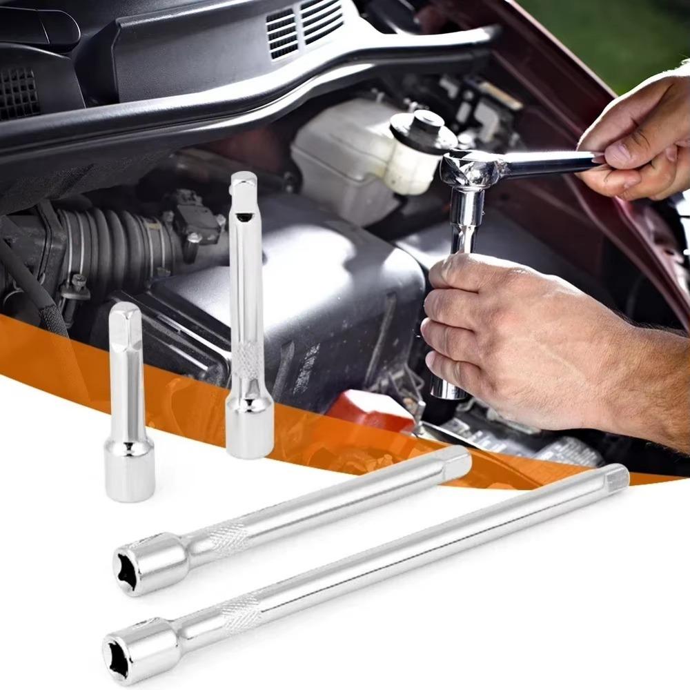 4pcs/set Steel Ratchet Wrench 1/4‘’ Extension Rod Socket Extension Bar  Connecting Rod Accessories