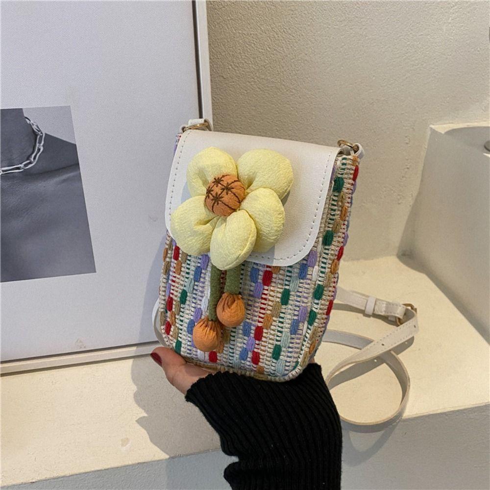 

Тканая сумка через плечо с цветочным принтом, сумка для телефона, модная женская сумка через плечо