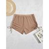 Women S Solid Color Sheer Mesh Drawstring Beach Bikini Shorts
