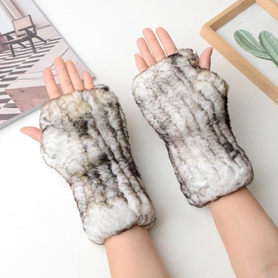 Neue Frauen 100% Echt Echte Gestrickte Rex Kaninchen Pelz Fäustlinge Winter Warme Dame Echtpelz Fingerlose Handschuhe Handgemachte Stricken Pelz handschuh