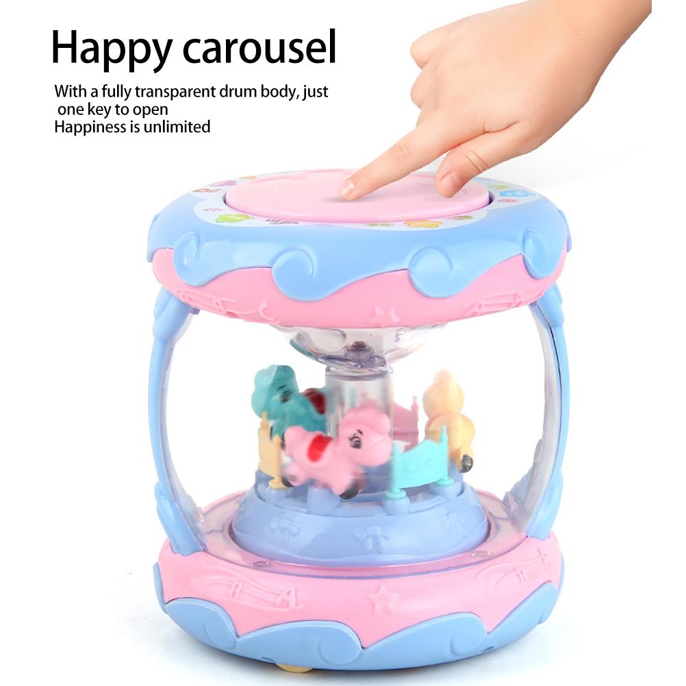 Baby Drum Instrument Music Toys Carousel Music Hand Drum Toy with Light Early Educational Toys for Babies