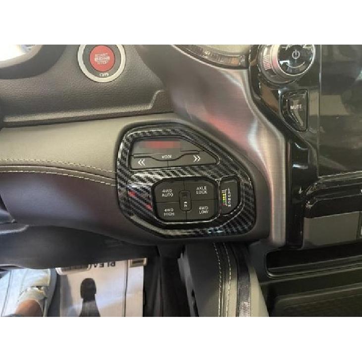 For Dodge Ram 1500 TRX 2022 2023 Carbon Fiber 4WD Adjustment Switch Cover Trim