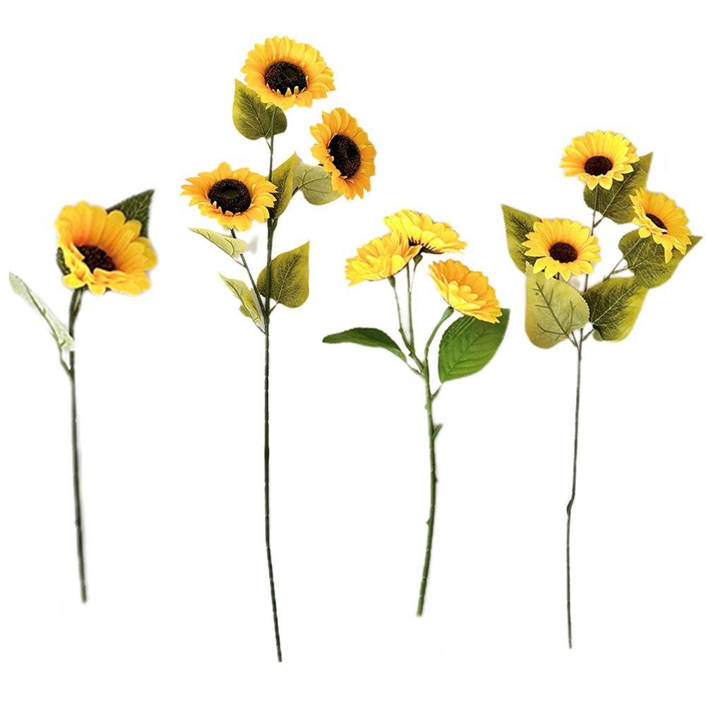 Silk Artificial Sunflower Long Stem Decorative Sunflower Fake Flowers Bouquet Table Centerpiece