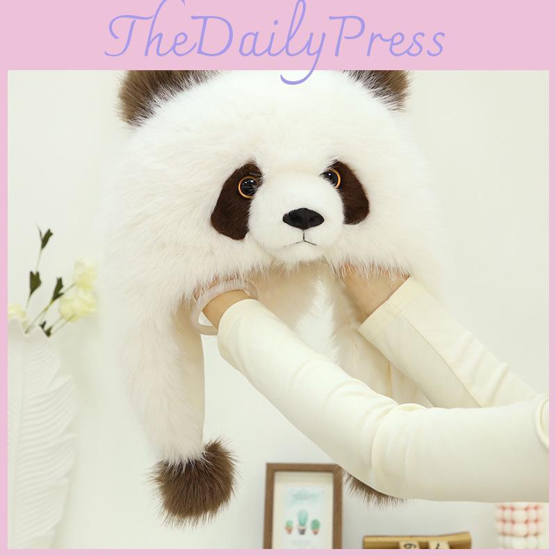 Warme, dicke, niedliche Panda-Ohrenschutzmütze für Erwachsene und Kinder im Freien