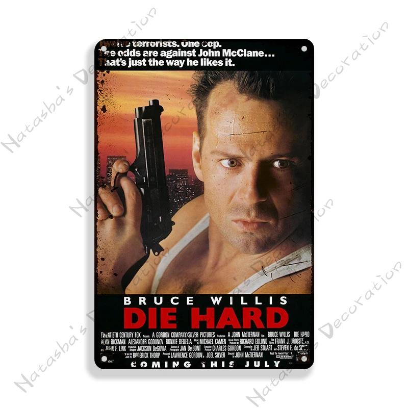 American Movie Die Hard Metal Signs Retro Metal Tin Sign Garage Man Cave Wall Decor Retro Metal Signs Vintage Industrial Decor