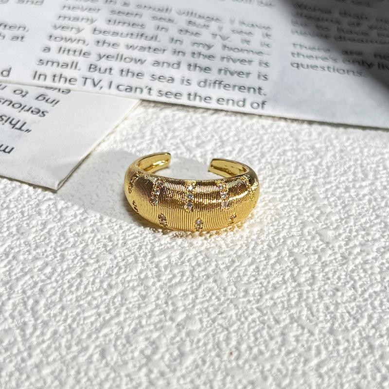 2026 Court Style Retro Heavy Industry Geometric Irregular Brushed Open Ring Women Ins Light Luxury Fashion Exquisite Index Finger Ring